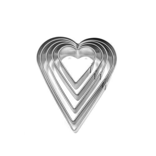 5-piece Stainless Steel Biscuit Mold Love Heart-shaped Valentine's Day