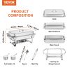 VEVOR Chafing Dish Buffet Set, 8 Qt 6 Pack, Stainless Chafer with 6 Full Size Pans, Rectangle Catering Warmer Server with Lid Water Pan Folding Stand