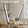 LED Motion Sensor Cabinet Light 12 x 1.6 x 0.35 Inch. Pack of 2 Black Under Cabinet Lights Motion Sensor. Aluminum + PC Motion Sensor Under Cabinet Li