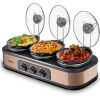 4.5 QT Bronze Color Triple Glass Lid PP Ceramics Stainless Steels Small Crock Pot 3 Crockpot Buffet Slow Cooker For Kitchen