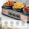 4.5 QT Bronze Color Triple Glass Lid PP Ceramics Stainless Steels Small Crock Pot 3 Crockpot Buffet Slow Cooker For Kitchen