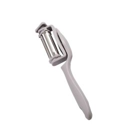 Multifunctional Stainless Steel Rotary Peeler 3in1 with Plastic Handle Vegetables Fruit Peelers Straight, Serrated and Julienne Peelers Kitchen Gadget (Color: Gray)