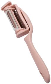 Multifunctional Stainless Steel Rotary Peeler 3in1 with Plastic Handle Vegetables Fruit Peelers Straight, Serrated and Julienne Peelers Kitchen Gadget (Color: Pink)