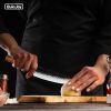 Qulajoy 7 Inch Santoku Knife - Professional Japanese Chef Knife - Razor Sharp 9cr18mov Blade - Hammered Kitchen Knife - Octagonal Rosewood Handle With