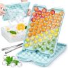 Combler Ice Cube Tray with Lid and Bin, Small Round Ice Cube Trays for Freezer 2 Pack, Upgraded 53X2 Pcs Thin Ice Tray Easy Release, Small Ice Maker,